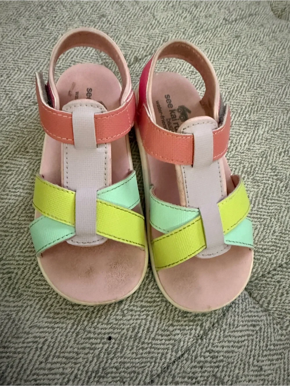 See Kai Run Coral, Mint & Lime Girls Strappy Sandals